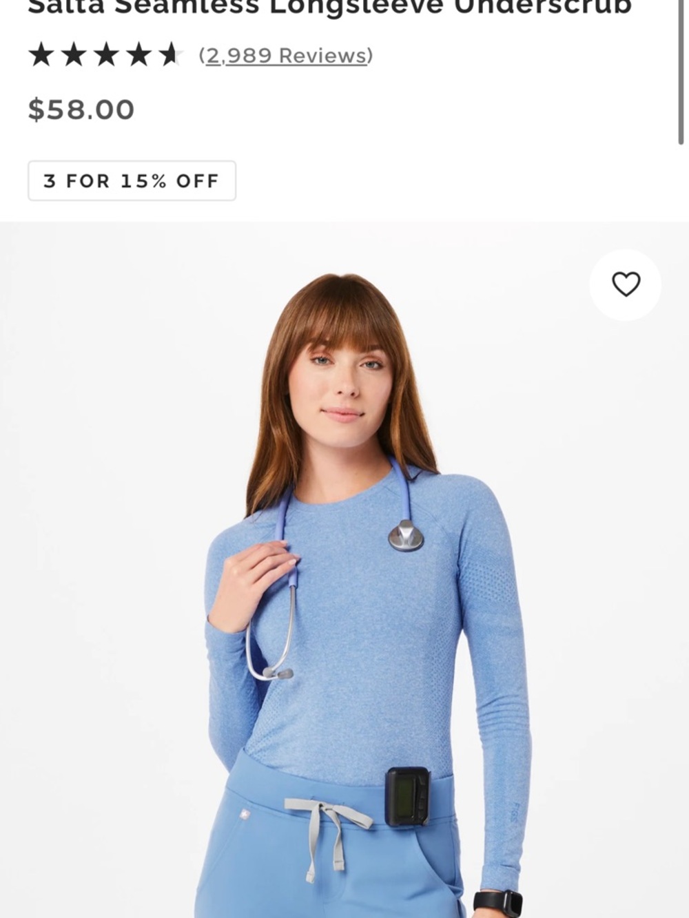 Figs Blue Salta Seamless Longsleeve Underscrub Top